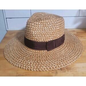 Brixton Joanna Straw Rancher Hat Size Small 7 (56 cm) Natural Honey Brown Band